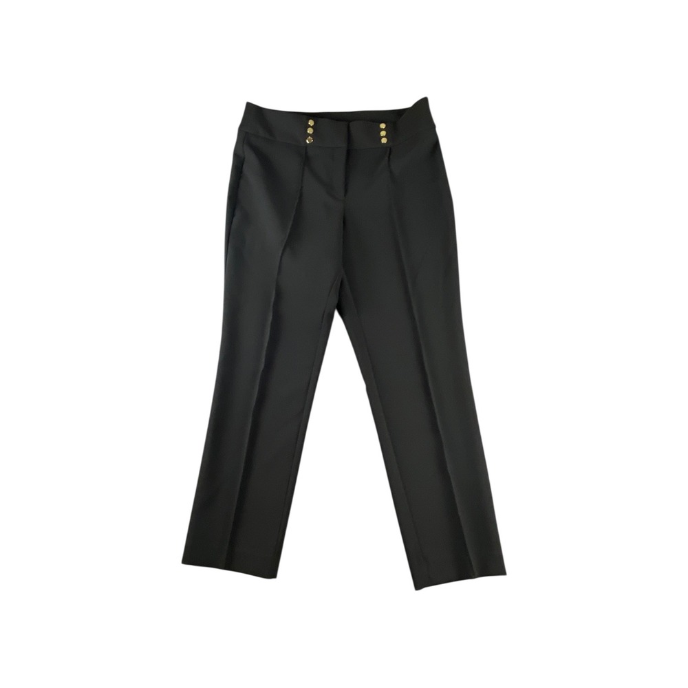 Jones Studio Womens Black‎ Straight Leg Dress Pants Gold Button Detail Size 12